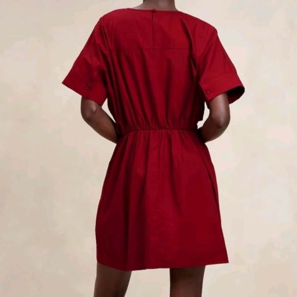 Banana Republic Poplin Mini Dress Red Currant Size Small - Picture 5 of 5